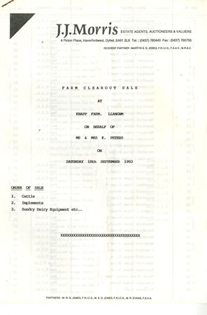 Information about Knapp Farm Sale Llangwm Pembrokeshire 2 pages